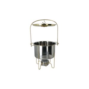 Bien Servi Round Soup Warmer with Stand and Burner Silver and Gold 4.5 Liter Bien Servi Round Soup Warmer with Stand and Burner Silver and Gold 4.5 Liter